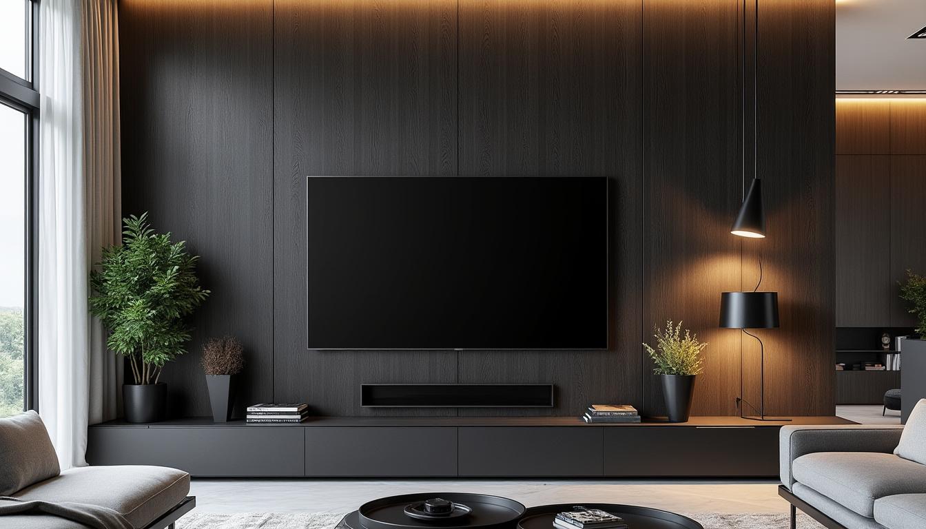 découvrez comment un mur tv en palette noire peut transformer et sublimer votre intérieur. alliant élégance et originalité, ce choix décoratif apporte une touche moderne et chaleureuse à votre espace de vie. inspirez-vous de nos idées pour intégrer ce design unique dans votre maison.