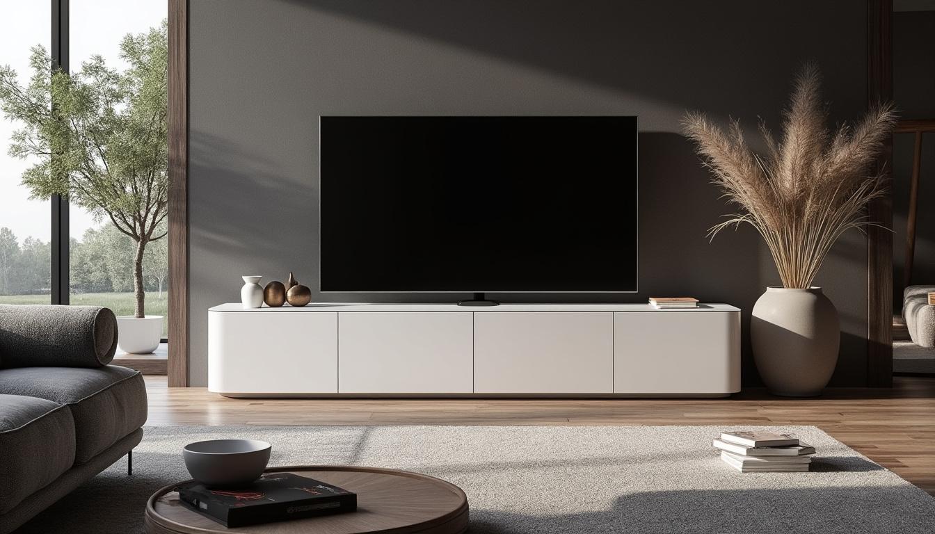 découvrez les atouts d'un meuble tv design blanc laqué cavalli qui sublimera votre intérieur épuré. alliant élégance et modernité, ce meuble apporte une touche sophistiquée tout en maximisant l'espace et la lumière. parfait pour ceux qui recherchent un style minimaliste sans compromettre le confort.