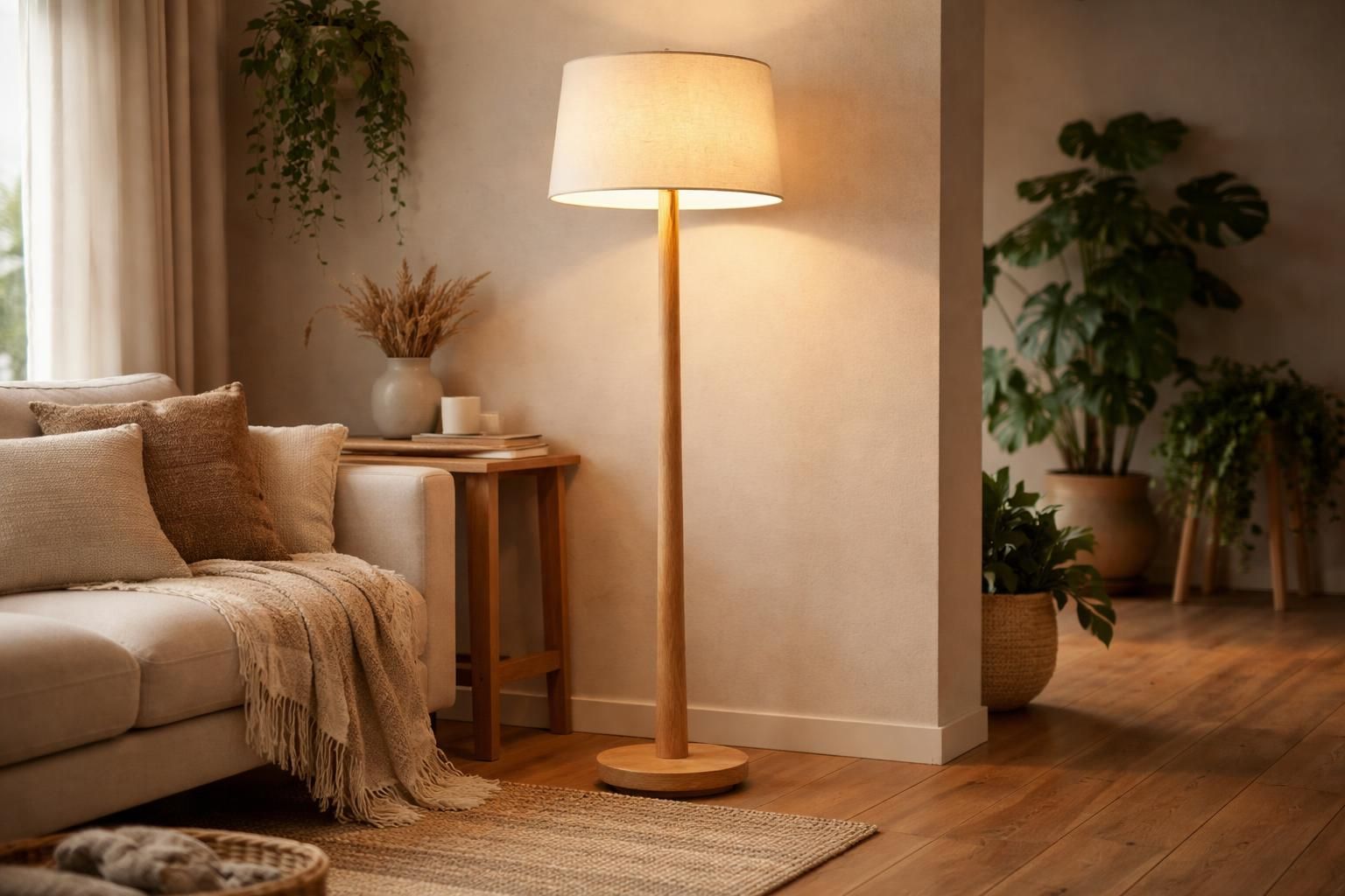 découvrez notre lampe de sol en bois, idéale pour apporter une lumière chaleureuse et une touche naturelle à votre intérieur.