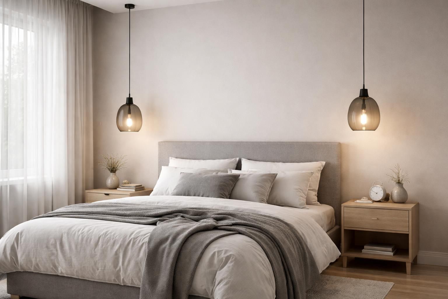 découvrez nos lampes de chevet suspendues, idéales pour optimiser l'espace sur votre table de nuit tout en apportant une touche design et fonctionnelle à votre chambre.