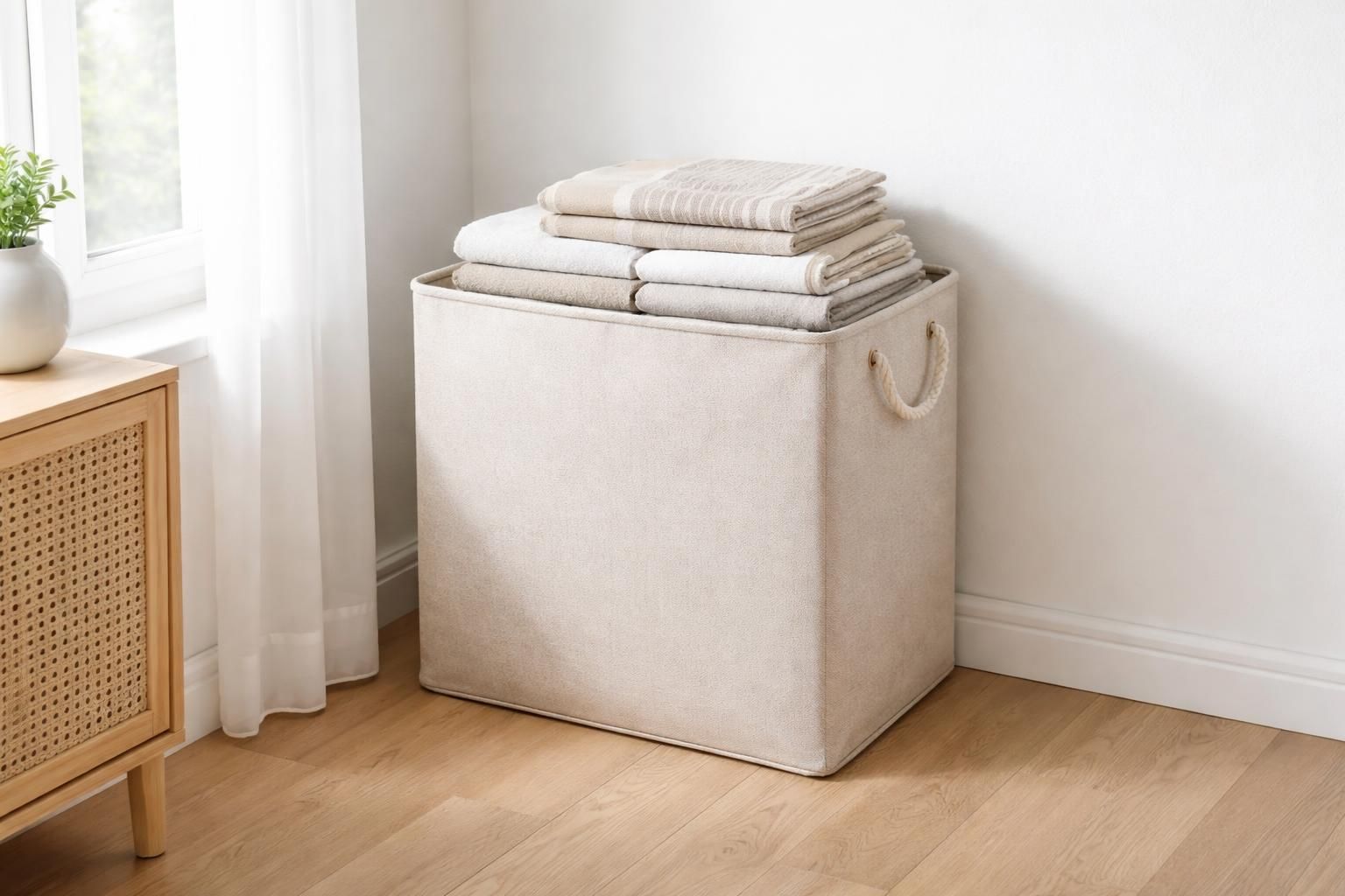 découvrez la panière à linge rectangulaire, le format idéal pour optimiser les angles de votre espace tout en alliant praticité et design.
