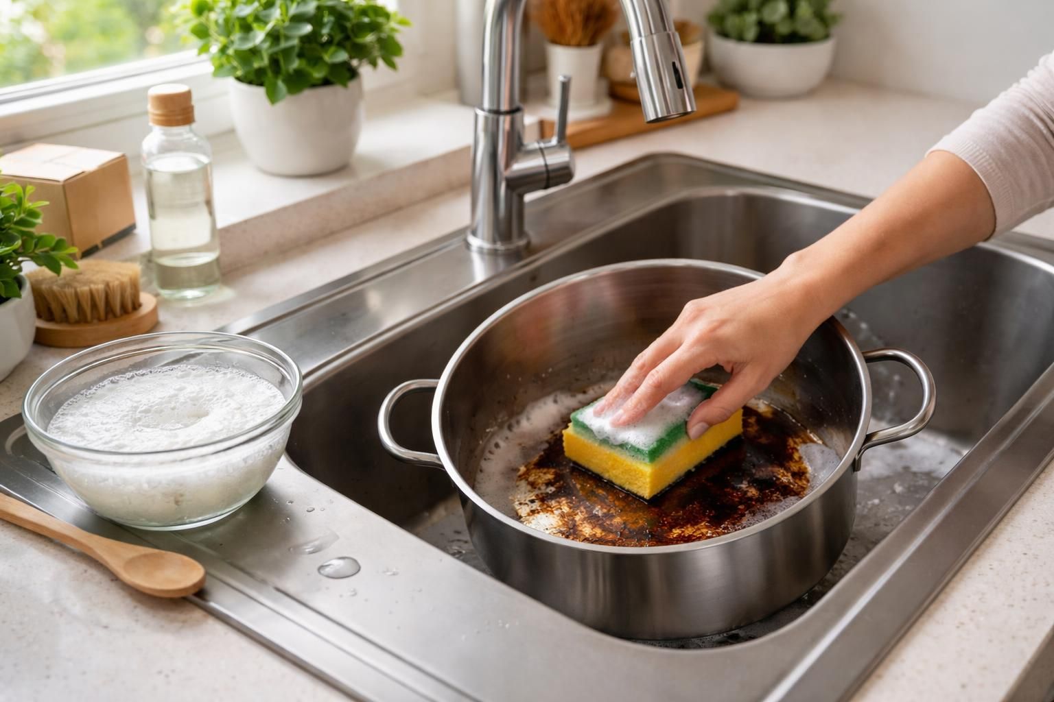 découvrez nos astuces efficaces pour nettoyer une casserole brûlée sans l'abîmer ni la rayer, et retrouvez des ustensiles comme neufs en un rien de temps.