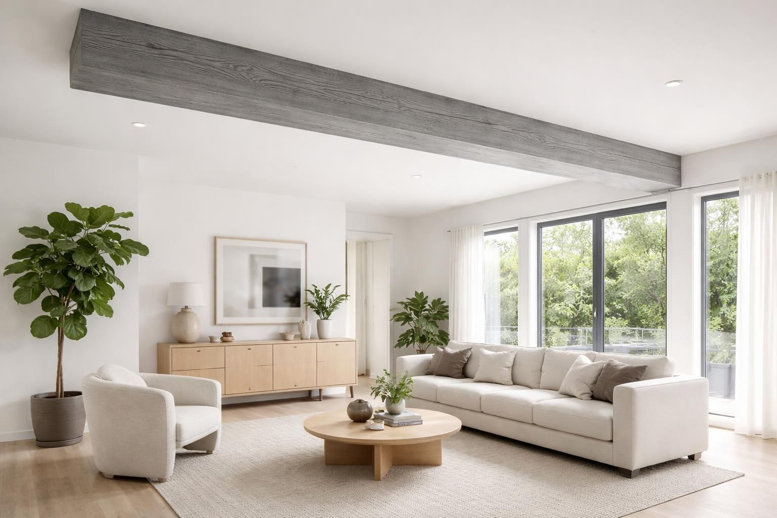 découvrez comment moderniser le cachet de votre plafond grâce à une poutre apparente grise, alliant style contemporain et charme authentique.